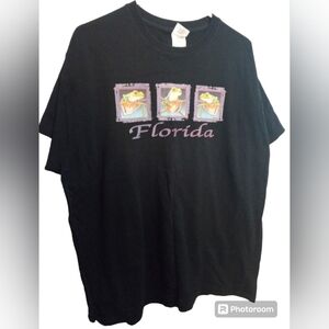Gildan Shirt Size XL Heavy Cotton Black Florida Frog T-Shirt Casual Travel Tee